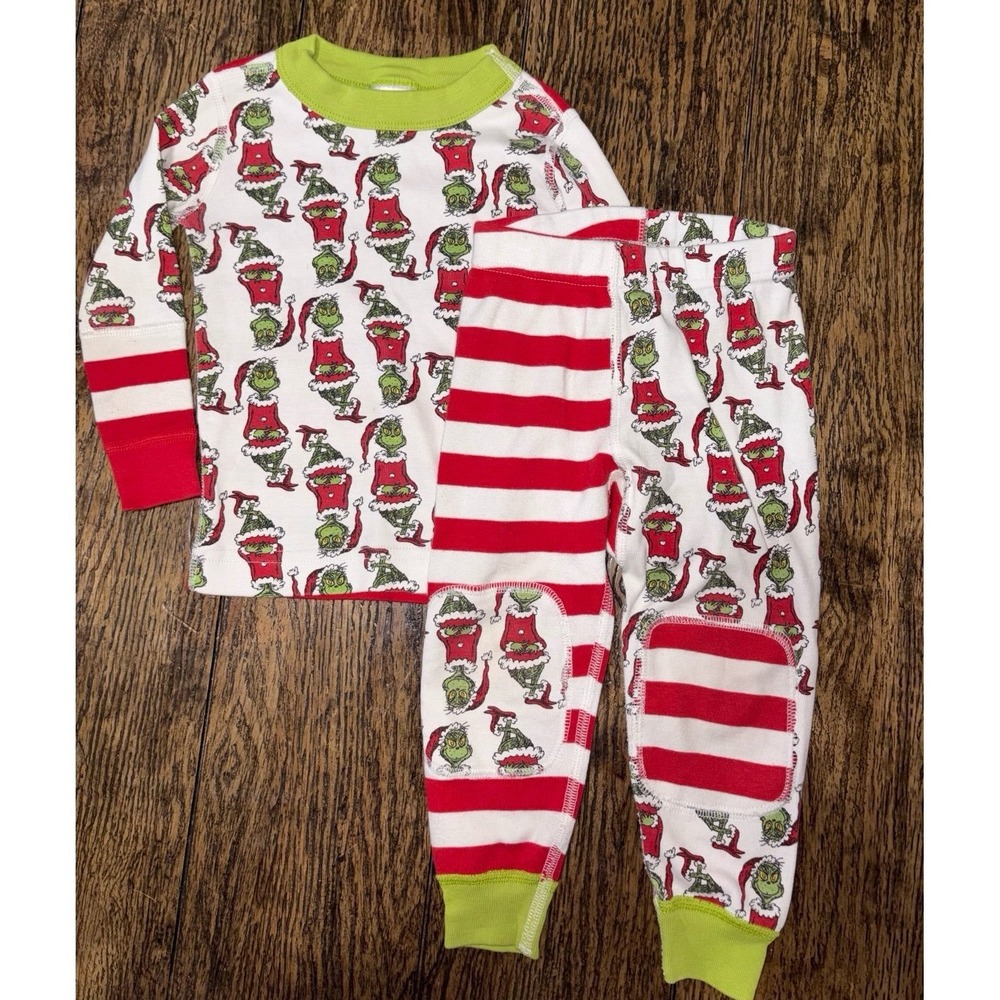 Hanna Andersson Grinch Pajamas Kids Size 2t Organic Cotton Red Striped Set